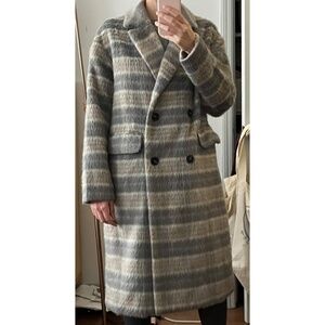 Oak + Fort Women's Plaid Fuzzy Overcoat Coat